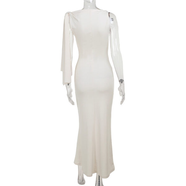 One-shoulder Ribbon Long Dress Ins Fashion Slim Sleeveless Dresses For Evening Party Club Clothing Women - Image 6