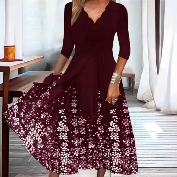 Women's Polka Dot Floral Wave Dress - Image 2