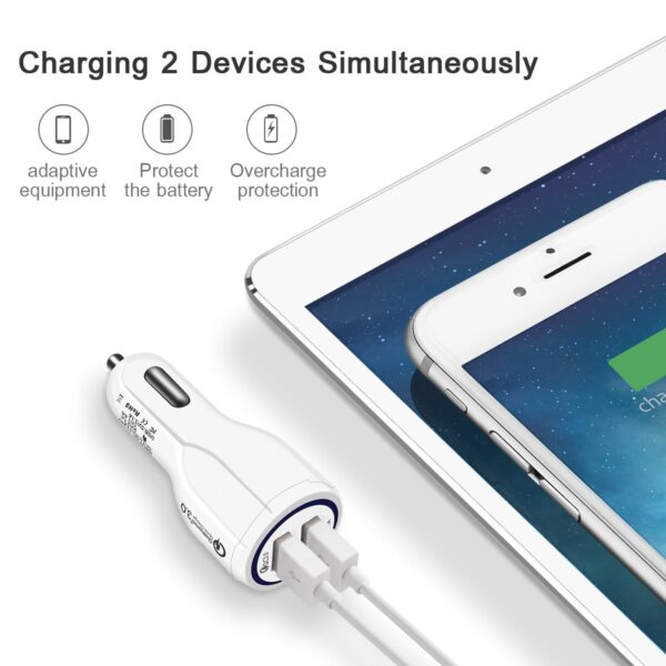 Quick Charge 3.0 Car Charger For Mobile Phone Dual Usb Car Charger Qualcomm Qc 3.0 Fast Charging Adapter Mini Usb Car Charger - Image 2