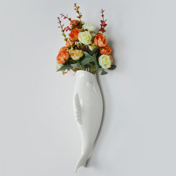 Simple Modern Creative Wall Ceramic Goldfish Vase Restaurant Mural Wall Hanging Three-Dimensional Wall Decoration Wholesale - Image 4