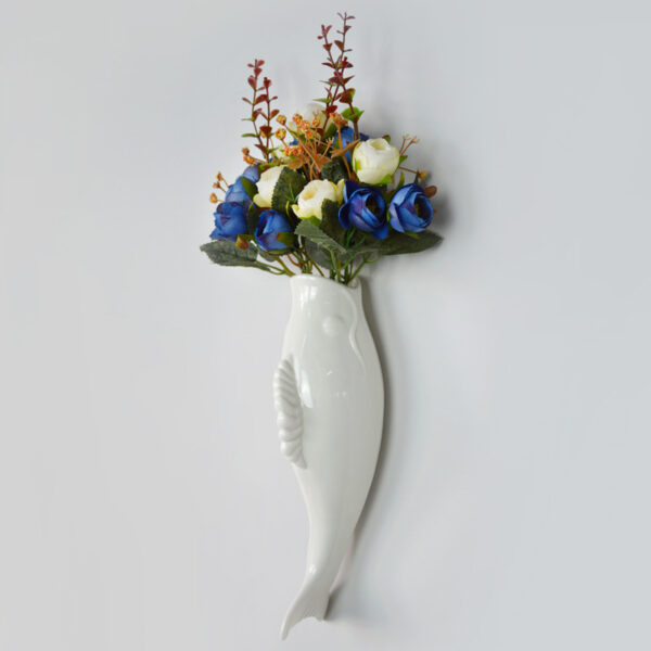Simple Modern Creative Wall Ceramic Goldfish Vase Restaurant Mural Wall Hanging Three-Dimensional Wall Decoration Wholesale - Image 2