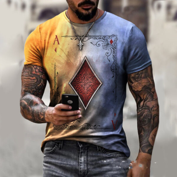 Playing Card Printing Men's T-Shirt Top - Image 5