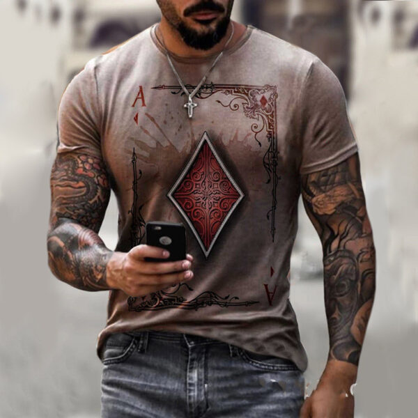 Playing Card Printing Men's T-Shirt Top - Image 2