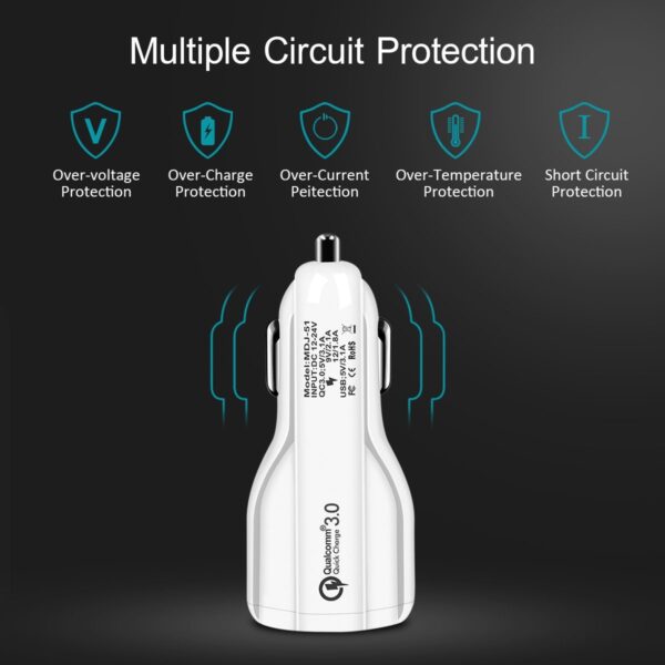 Quick Charge 3.0 Car Charger For Mobile Phone Dual Usb Car Charger Qualcomm Qc 3.0 Fast Charging Adapter Mini Usb Car Charger - Image 4