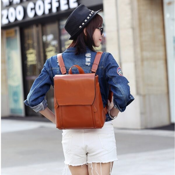 Women Backpack Cross Body Shoulder Bag Genuine Leather Girls School Female Natural Skin Book Laptop Rucksack Messenger Bags - Image 3